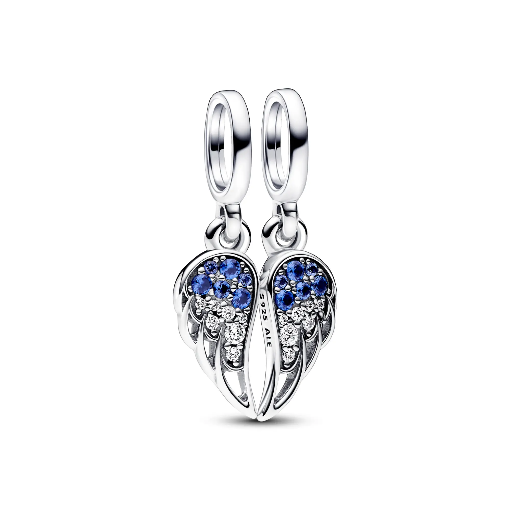 Pandora Splittable Angel Wings Dangle Charm Sterling Silver Women's Jewelry 792821C01, Personalized Jewelry, Character Engraved Charms & Pendants, Cubic Zirconia, Sharing, Clear-Cut Crystals Charms & Pendants