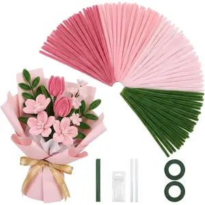 400-Pcs Pipe Cleaners Craft Kit: 5 Assorted Color Pipe Cleaner Bulk Chenille Stems for DIY Flower Bouquet Set - for  Decor, Weddings, Mother's Day,Creative  ()