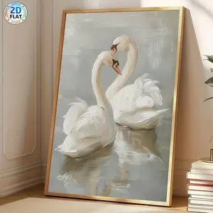 Vintage Swan Canvas Wall Art Poster – Oil Painting Print, Farmhouse Decor for Living Room, Bedroom, Bathroom, Office, Home