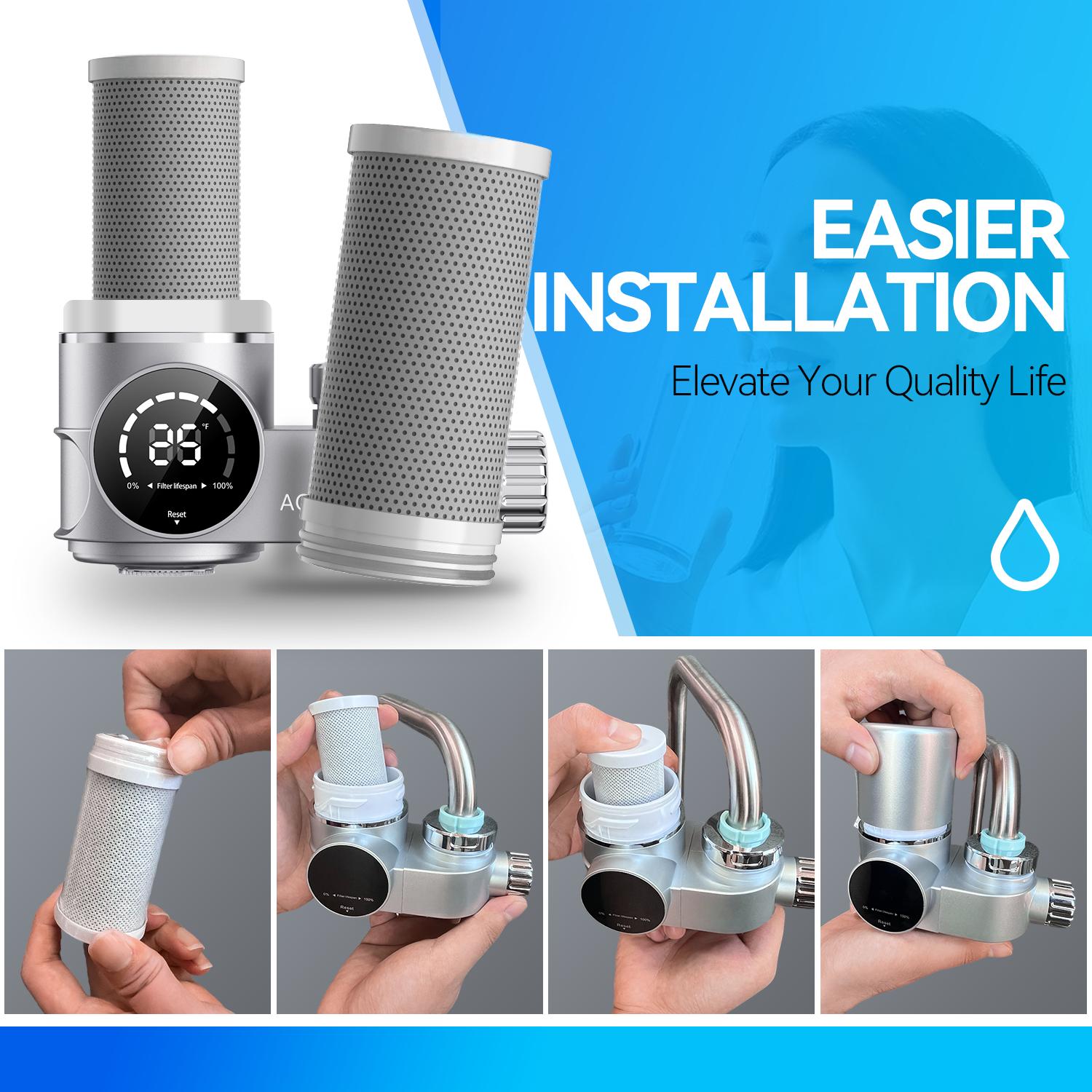 Visible Temperature Water Tap Purifier for Home Direct Drinking, Kitchen Front Filter, Dual Outlet Water Filter