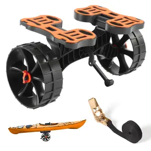 VEVOR Kayak Cart,  300 lbs Load Capacity, Foldable Kayak Trolley with 10-inch Solid Rubber Tires & 1 Ratchet Strap, Paddle Board Trolley for Carrying Kayaks, Canoes, Paddleboards, Float Mats, Jon Boats