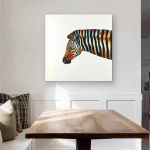 Begin Home Decor C1MP3232J6NC1H 32 x 32 in. Colorful Zebra - Blue Exotic Metal Print Wall Art for Home Decor