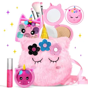 Kids Real Makeup Kit for Little Girls - Real, Non Toxic, Washable Make Up Toy - Umicorn Toys Gift for 3 4 5 6 7 8 9 10 12 Years Old Girls Birthday