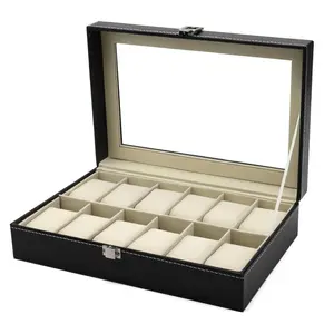 Watch Box, 1 Count 12-compartment Watch Organizer with Removable Pillows, Jewelry Storage Box, Home Organizer for Watch & Jewelry, Modern