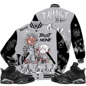 Cap And Gown 6s Outfit Varsity Jacket, Trust No One Scary T-Shirts Matching Sneaker Streetwear Baseball