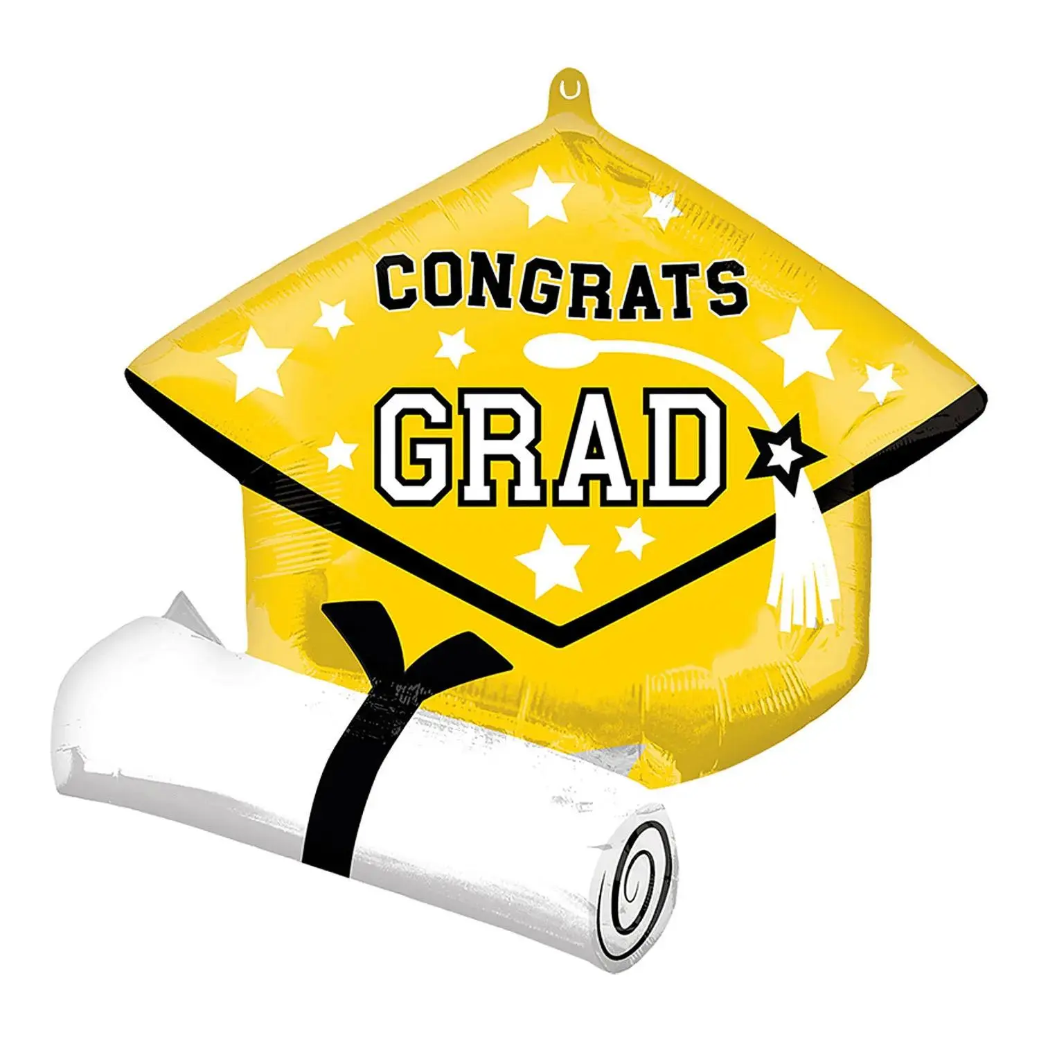Yellow Congrats Grad Diploma & Cap 25" Mylar Balloon