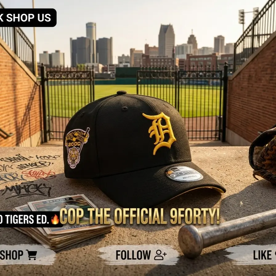 New Era Detroit Tigers 9FORTY A-Frame Snapback Hat Black Yellow Gold Logo Comerica Park 2000 Side Patch Baseball Cap Vintage Streetwear Adjustable Trucker Curved Brim Ball Cap Gift Men Women