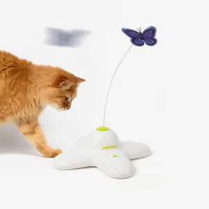 All For Paws Automatic Butterfly Toy for Cats Exercise Playful Entertainment- 360-Degree Rotating Fun Interactive Pet Toy with 2 Replacement Butterflies for Mental Stimulation and Continuous Play