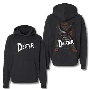 Dexter Halloween Hoodie – Pullover Featuring Serial Ki11er Graphic with Kni1e and Rope, Perfect for Horror Fans and Spooky Season, 2 Sides.