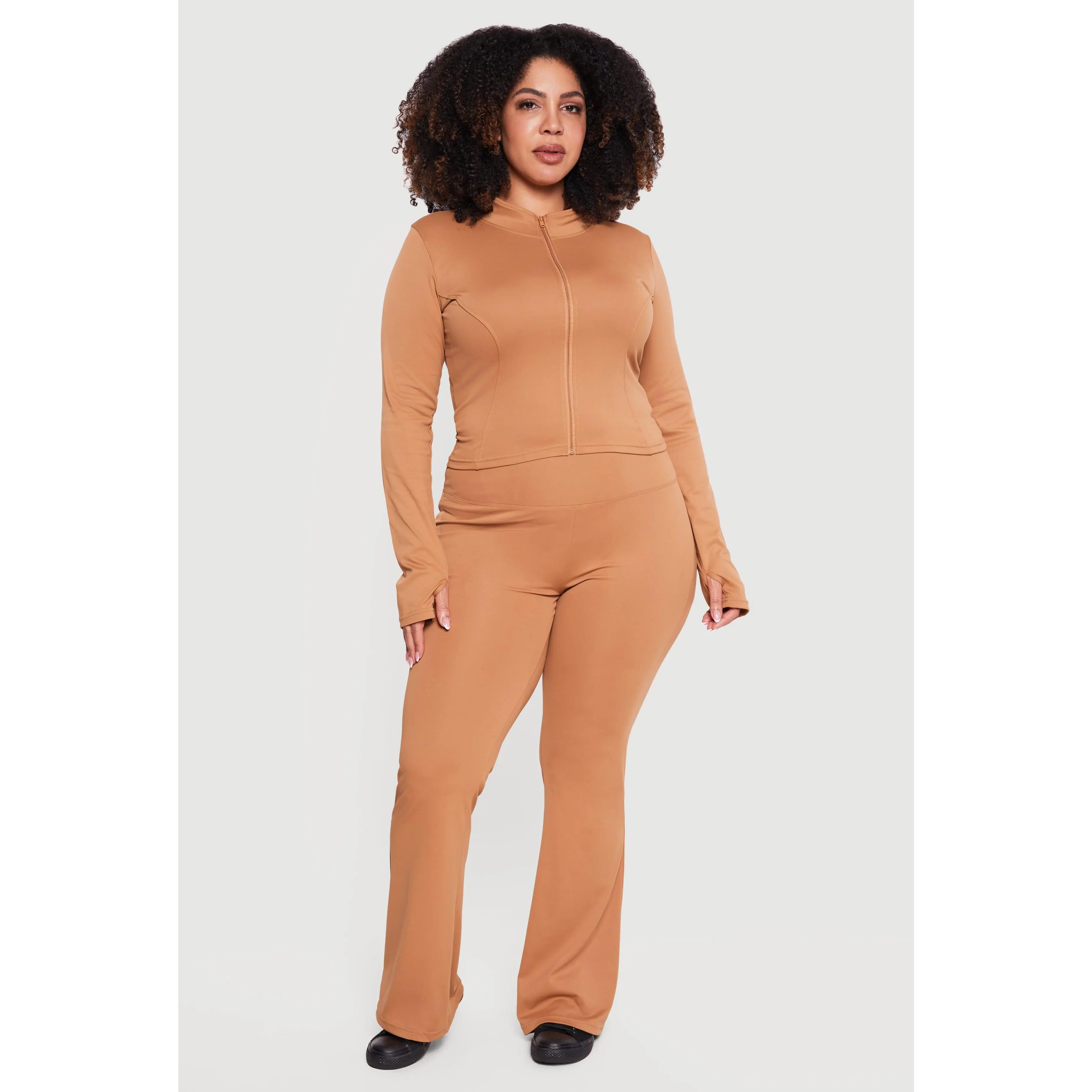 Plus Size High Waisted Flare Leg Active Pants