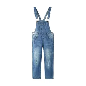 12M-14T Slim-ft Girls Denim Kids Overalls, Adjustable Elastic Waistand Inside Stretch Jeans Kids Jumpsuit