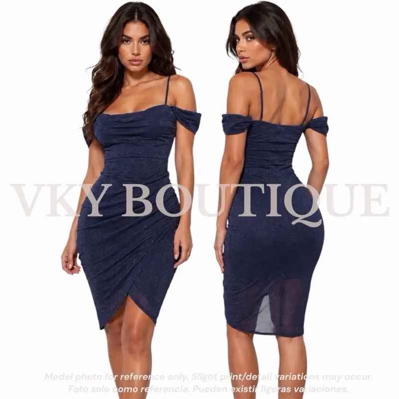 Glitter Off Shoulder Ruched Midi Dress LY - Elegant Ruched Design and Off Shoulder Style