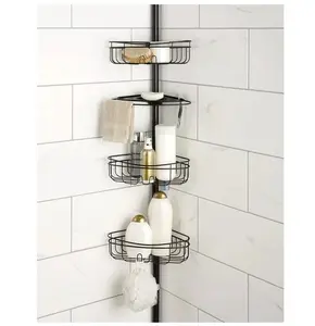 Mainstays 3-Shelf Tension Pole Steel Shower Caddy, Oil-Rubbed Bronze