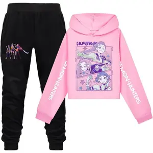 Demon Hunters Hoodie Cartoon Hoodie Set Hooded&Pant Pullover Sweatshirt Casual Long Sleeve Suit
