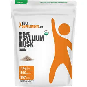 BulkSupplements - Organic Psyllium Husk Powder - Digestive Support - Anti-Inflammatory - 500g - 1.4g per Serving