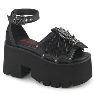 Demonia Women's Ashes-11 Black Vegan Leather Sandals