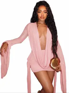 Custom Halter Neck Mini Dress with Frill Hem Designs. Comes in 4 colors