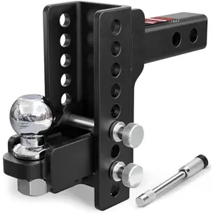 TYT Adjustable Trailer Hitch for 2" Receiver, 6" Drop/Rise, 2" Tow Ball, 7,500 lbs GTW / 750 lbs TW, Includes Two Pins and One Anti-Theft Pin Lock