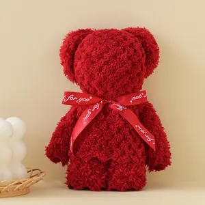 4pcs Boluoge style towel, teddy bear shaped souvenir, one month and one year old gift, creative gift handkerchief