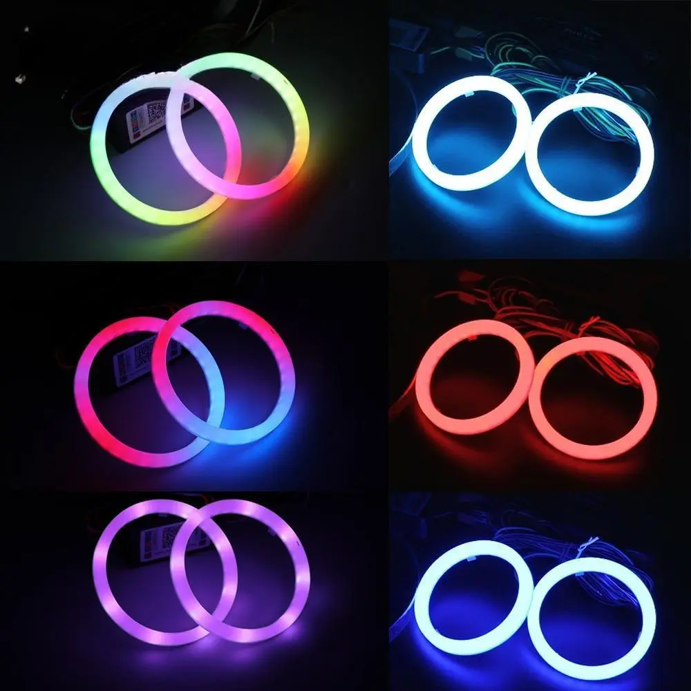 1/2/4PCS/Set RGB Angel Eyes Halo Rings Cotton Lights 12-24V Motorcycle Car Scooter Motorcycle DRL Headlight Bluetooth APP Contro
