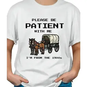Oregon Trail T-shirt - "I'm from the 1900s" Classic Graphic Tee, Unisex 100% Cotton Short Sleeve with Round Neck for Street Style