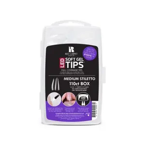 Red Carpet Manicure Flexible Gel LED Soft Gel Tips - Medium Stiletto, 110 Pieces - Nail Art Cosmetic with Full Coverage for Professional Nail Care