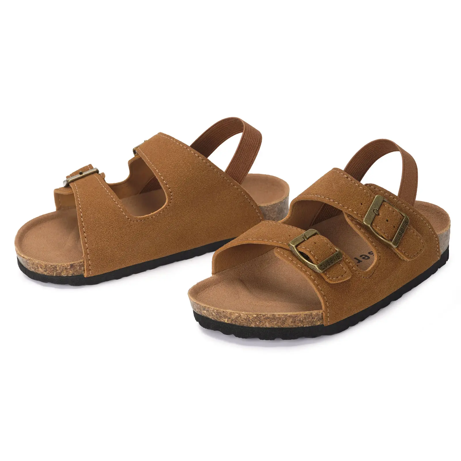 Kids Toddler Sandals Boys Girls Summer Slides | Soft Cork Footbed, Non-slip,Adjustable Straps,Comfort Suede Leather,Lightweight