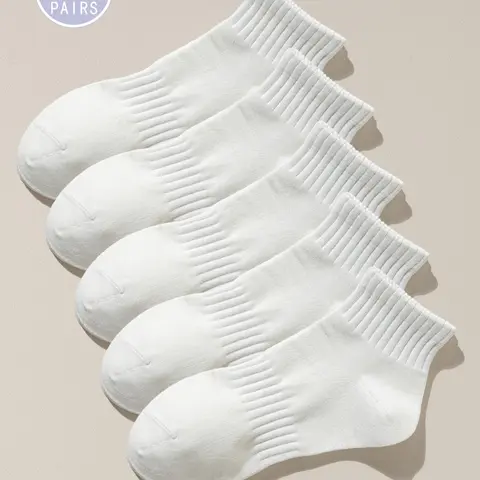 Women's 5 Pairs Solid, Low Cut Comfy Breathable Knitted Socks for Women, Multipack Simple Basic Socks for Daily Wear