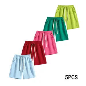 Women's 5PCS Oversize Plain Bermuda Shorts, Loose Comfy Athletic Bottoms with Pockets, Summer Minimalist Basic Casual Baggy Jogger Knee-Length Bottoms summerwins