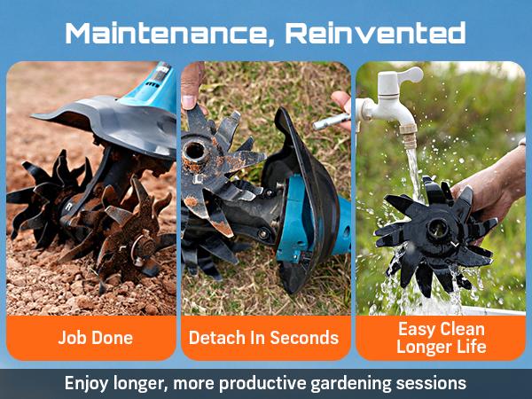 SEESII 20V Electric Tiller for Gardening 360 RPM Rototiller Cordless Cultivator 8000mAh Battery 4 Blades Handheld Tiller for Raised Beds Outdoorfun