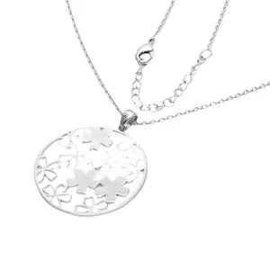 Floral Harmony Pendant Necklace-Silver LM