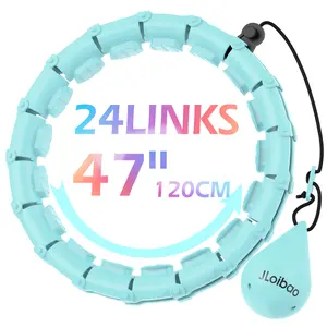 JLoibao Weighted  Circle 47" with 24 Detachable Links for Adults Fitness Adjustable Hoop Plus Size Smart Exercise Equipment Home Gym Kit Eco-Friendly ABS Material
