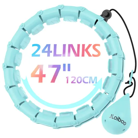 JLoibao Weighted Hula exercise Circle - 47in Home Workout Equipment, 24 Detachable Adjustable Links, Eco-Friendly ABS Smart Hoop for Adults’ Fit, Promotes Health