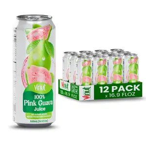 VINUT 100% Pink Guava Juice No Added Sugar 16.9 fl oz 500 mL Can 6/12/24 Pack Premium Fruit Beverage Natural Flavor