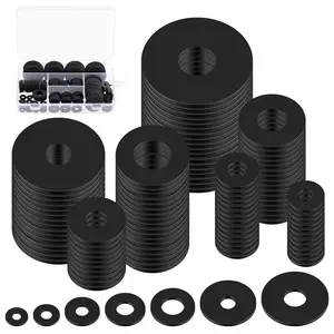 175 count 7 Sizes Flat Rubber Washers Assortment Kit, Heavy Duty Black Rubber Vibration Damping Pads, Gasket Kit for Appliances Faucets Screws