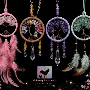 Crystal Dream Catchers, Handmade Feather Wall Hanging Decor for Bedroom, Living Room