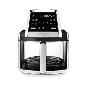 Gourmia 7 Qt Fry ’N Fold Digital Square Air Fryer with Glass Basket 10 Presets Guided Cooking Prompts Dishwasher Safe Crisper Tray 1500W 90°F-400°F Temperature Range Large Capacity Family Sized