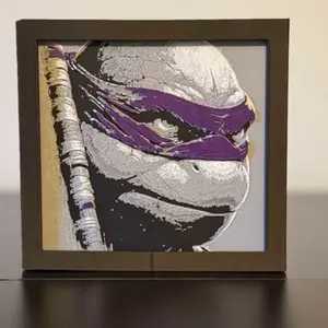 Hue-forge 3d Printed Desk Pen Holder with Unique Purple and Gray Design in a Framed Display Artwork