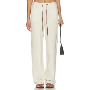 Rag & Bone Miramar Terry Drawcord Wide Leg Pant in Ecru