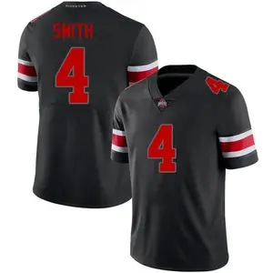 Full Print Ohio Smith #4 Grey/Black/Red/White - Red number College Print Football Jersey | 2025 Game Day Sports Shirt | Breathable Athletic Top for Fans & Players