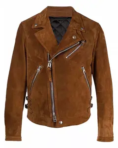 MotorCycleJackets Mens Brown Suede Moto Jacket