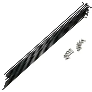 12pcs Black 304 Stainless Steel Spokes and Nipples, 260mm 14G Spokes with 12mm Copper Cap for Mountain Bike and Road Bike