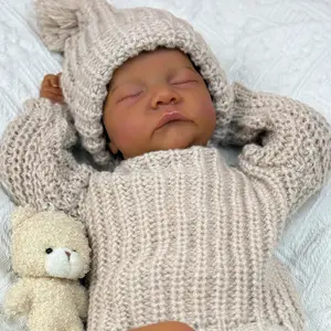 GUESSBELLY Black Skin 48cm 19 Inch Asleep Reborn Baby Doll Toy For Kids Real Life Baby Dolls Cloth Body Doll Kid Fashion Birthday Gift
