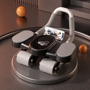 Four-wheel abdominal wheel automatic rebound curl fitness equipment household abdominal muscle wheel abdominal fitness device beginner Adjustable Resistance Arm Exercise Station exercise