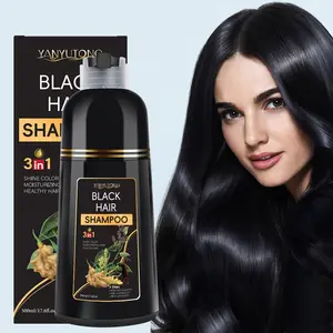 1pcs 500ml black hair dye shampoo, hair dye, shampoo and hair care three in one, easy to use, gentle and non irritating herbal extract, natural black hair, more shiny, making hair look healthier
