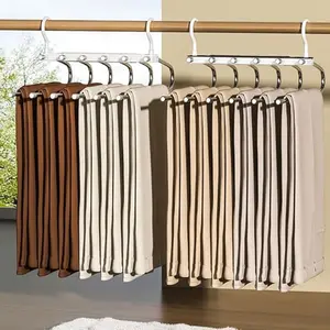 6 Layer Pants Hanger Foldable Pants Hanger, Multi-Layer Stainless Steel Folding Clothes Hanger, Space Saving Hanger for Wardrobe Organization, Home Closet Organizer, Folding Hangers, Space Saver Hangers,summer vibes