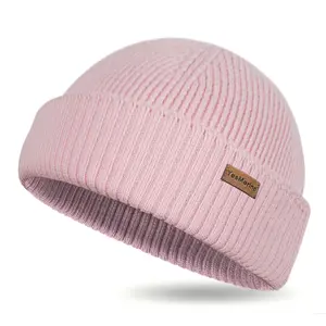 100% Merino Wool Fisherman Beanie – Stylish & Cozy Cold Weather Hat, Unisex Soft Knit Cuff Cap for Winter, Streetwear Trendy, Gift Boxed