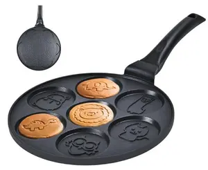 Pancake Maker Egg Frying Pan Suitable for All Stovetops & Induction Cooker, 10.5 Inch Animal Pancake Pan, 7 Molds Pancake Maker