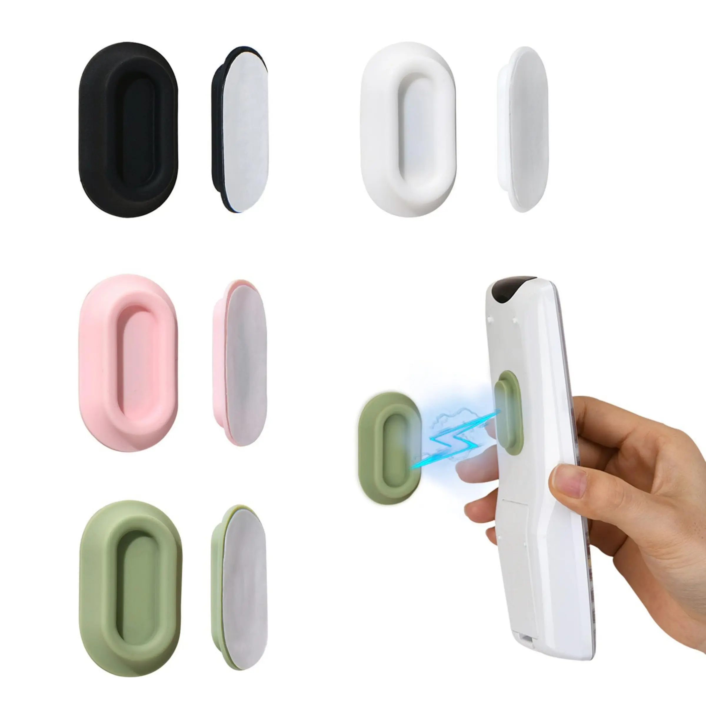 Magnetic Remote Control Holder Wall Mount Compatible - 4 Pcs No Drill Self-Adhesive Space Saving Organizer for Air Conditioner & TV Remotes, Storage Caddy for Televisions Backside - Multicolor, Rv Essentials, Wall Hanging Adhesive