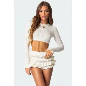 Delana Embroidered Knit Crop Top Delana Embroidered Knit Crop Top
